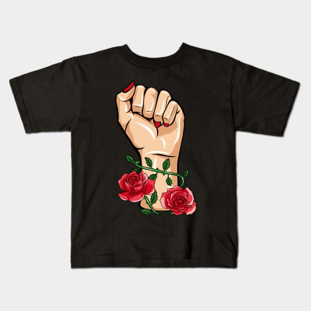 Feminism Fist! Kids T-Shirt by sparkling-in-silence